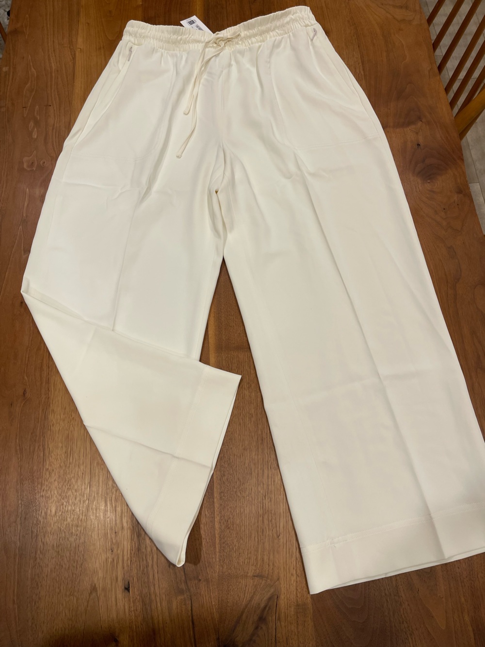 SPANX Cream Wide-Leg Drawstring Pants - Picture 3 of 8